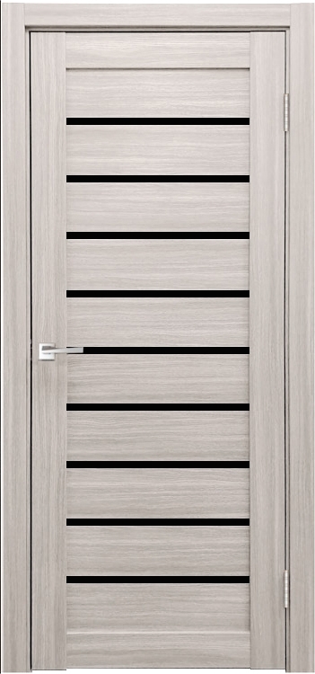 Межкомнатная дверь Легенда X-2 тон Белая лиственница Остекление Лакобель черное