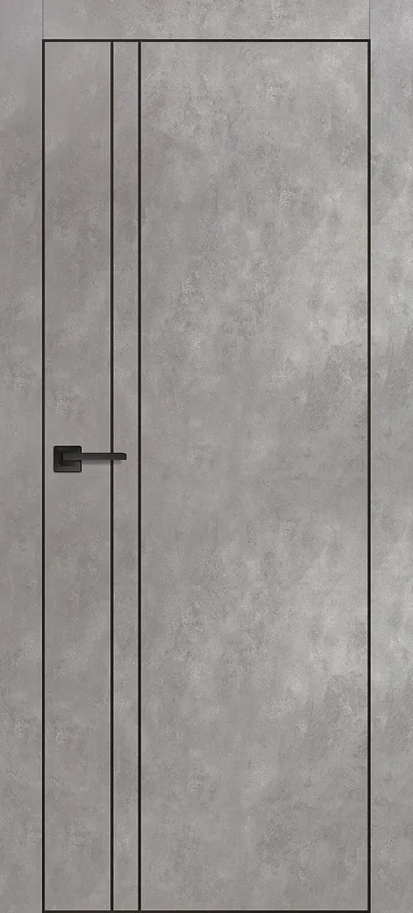 Межкомнатная дверь PX-20  черная кромка с 4-х ст. Серый бетон