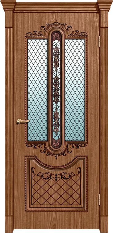 Фото Межкомнатная дверь Легенда Муар Орех натуральный 2 Остекленное